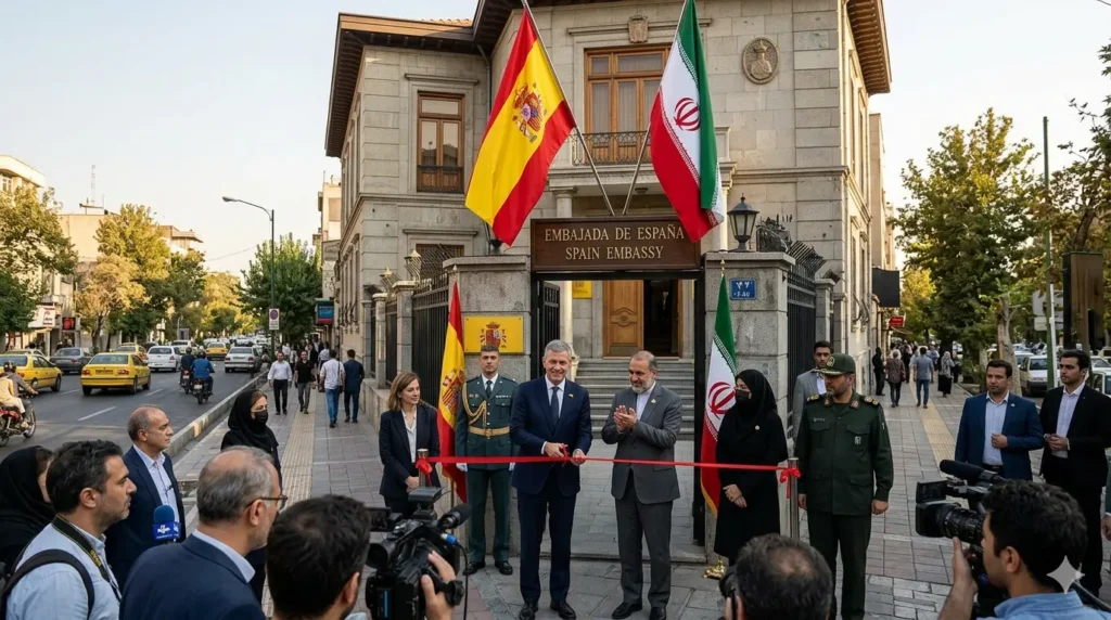 Spain reopens embassy Tehran ceasefire 2026